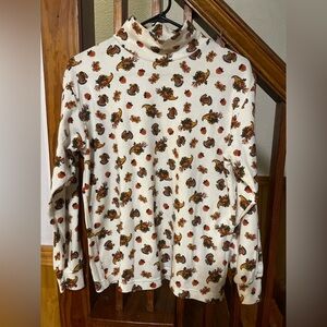 Vintage Thanksgiving holiday theme Cotton Turtleneck, Women’s M festive
